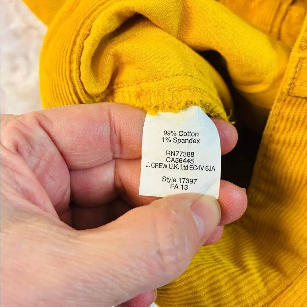 J.Crew Mustard Matchstick Corduroys